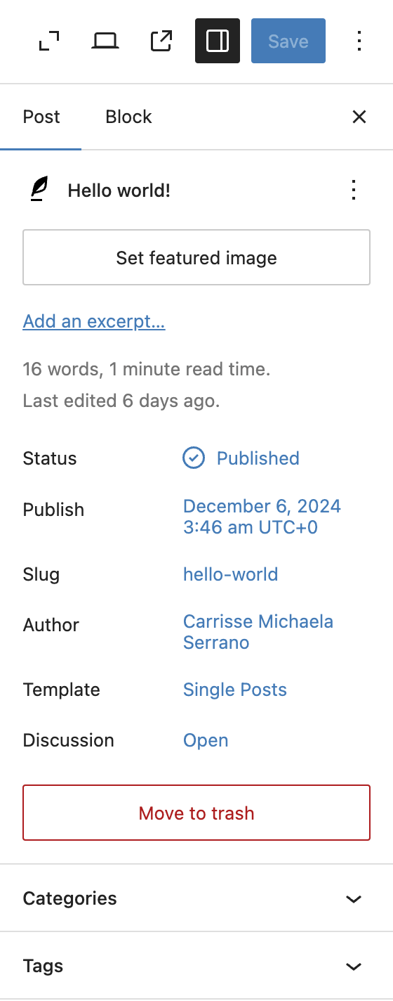 Post setting – Pages